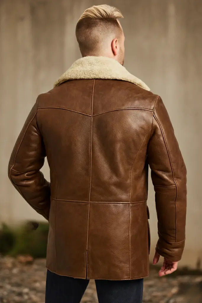 Back Design of Bane Dark Knight Rises Shearling Coat