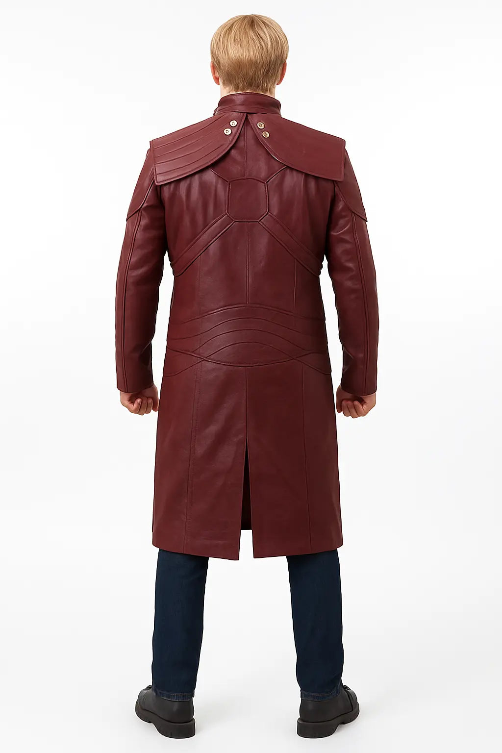 DMC Dante Red Leather Coat with Screen-Accurate Details – Back View