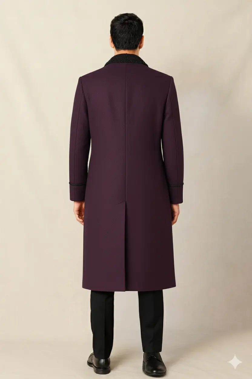 Back view of Eleventh Doctor purple frock coat inspired by Doctor Who