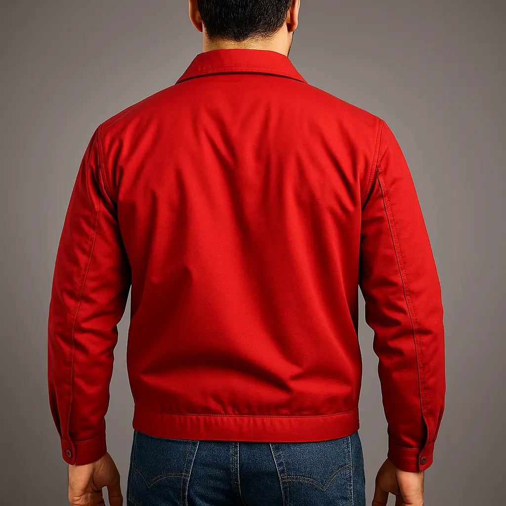 James Dean Rebel Without a Cause Red Cotton Jacket back view showing plain design and regular fit